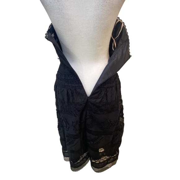 Robin Jordan black lace strapless dress with lined full skirt back zip size 2 - Picture 8 of 12